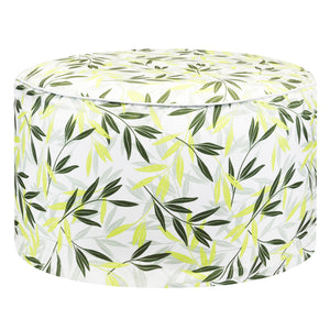 Outdoor Pouf Ottoman – Green/Grey Leaf Inflatable Footstool
