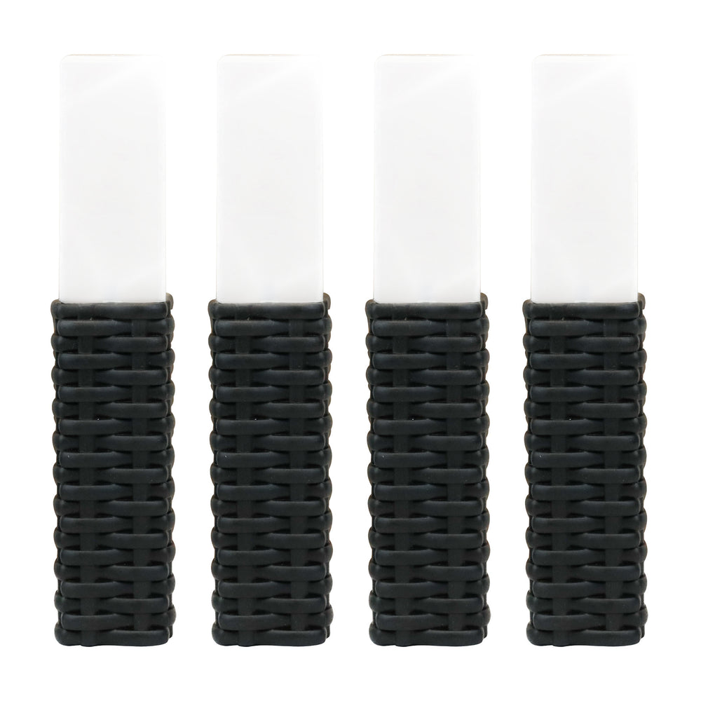 Pack of 4 Solar Stake Lights – Rattan Effect LED Lights