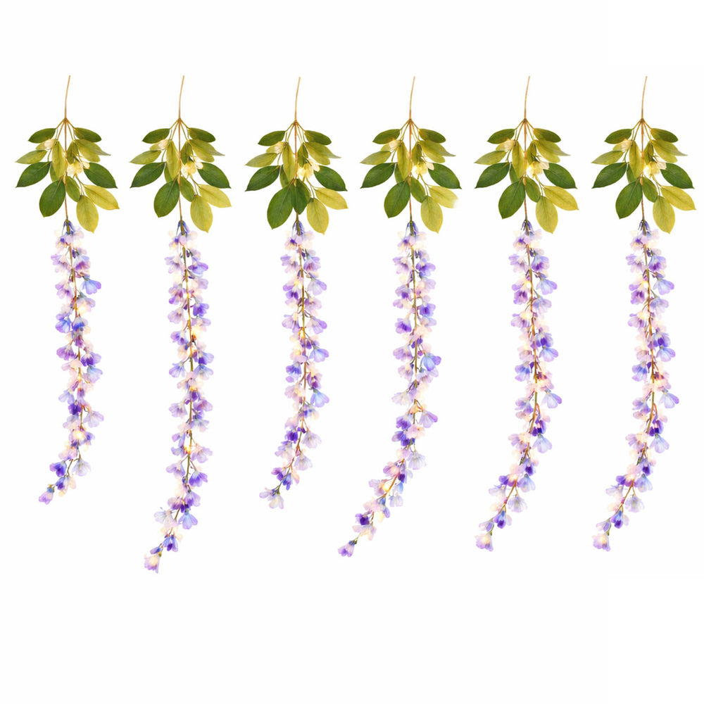 Solar Hanging Lights – Wisteria Flower 6 Piece Set with 60 LED Garden Lights