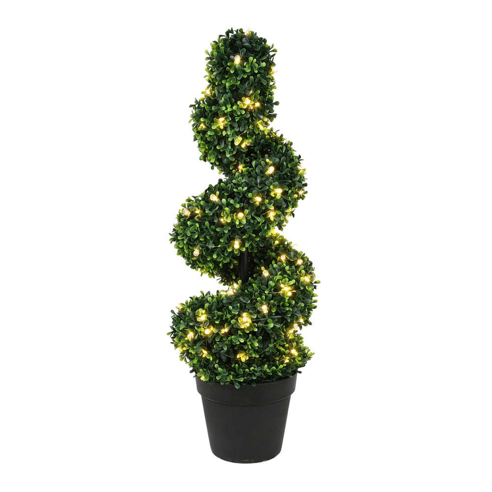 Solar Faux Plant – Twist Topiary Tree in Pot with 100 LED Lights