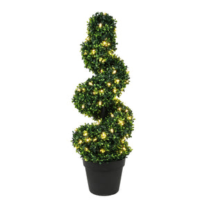 Solar Faux Plant – Twist Topiary Tree in Pot with 100 LED Lights