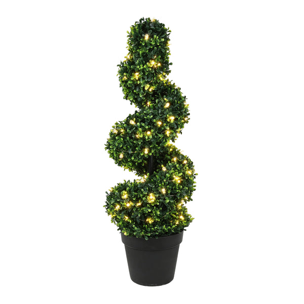 Solar Faux Plant – Twist Topiary Tree in Pot with 100 LED Lights