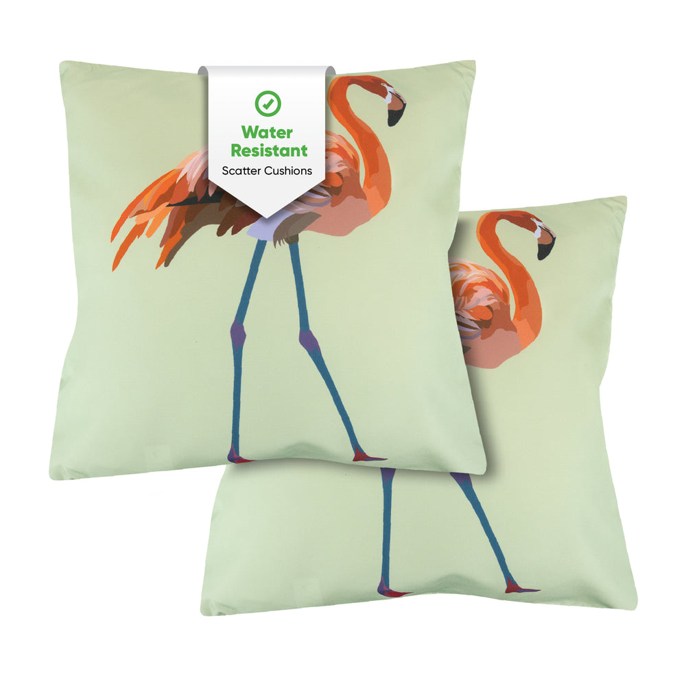 Pair of Outdoor Scatter Cushions – Solo Flamingo Design