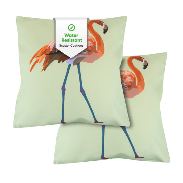 Pair of Outdoor Scatter Cushions – Solo Flamingo Design