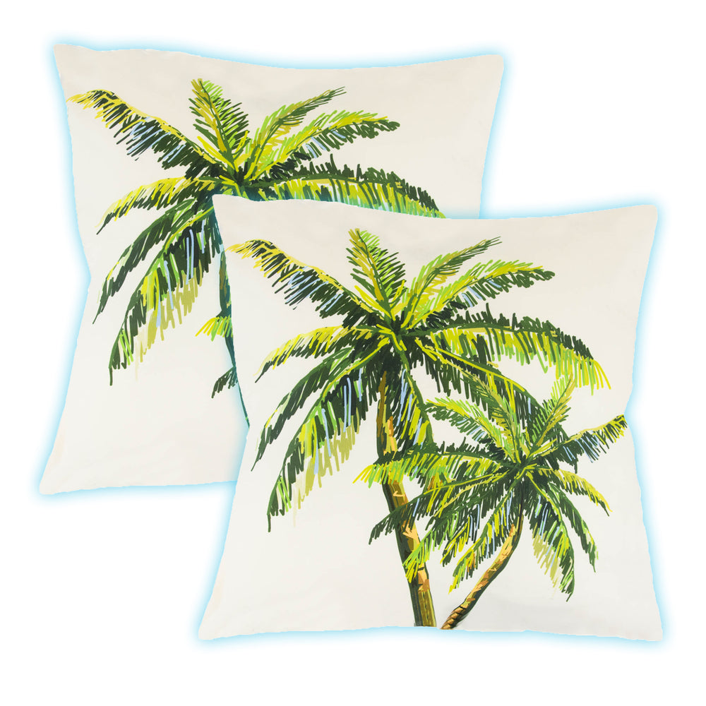 Pair of Outdoor Scatter Cushions – Light-Up Palm Design