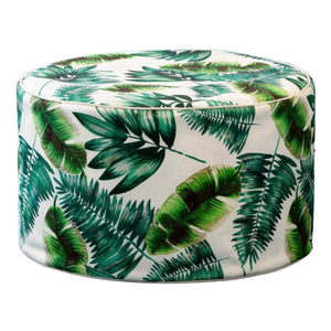 Outdoor Pouf Ottoman – Botanical Green Palm Inflatable Footstool