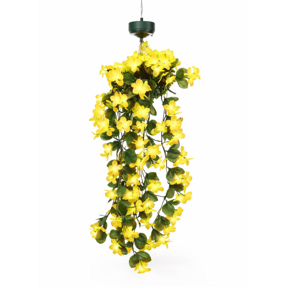 Solar Hanging Primrose Flower Lights – Yellow 30 LED Garden Lights