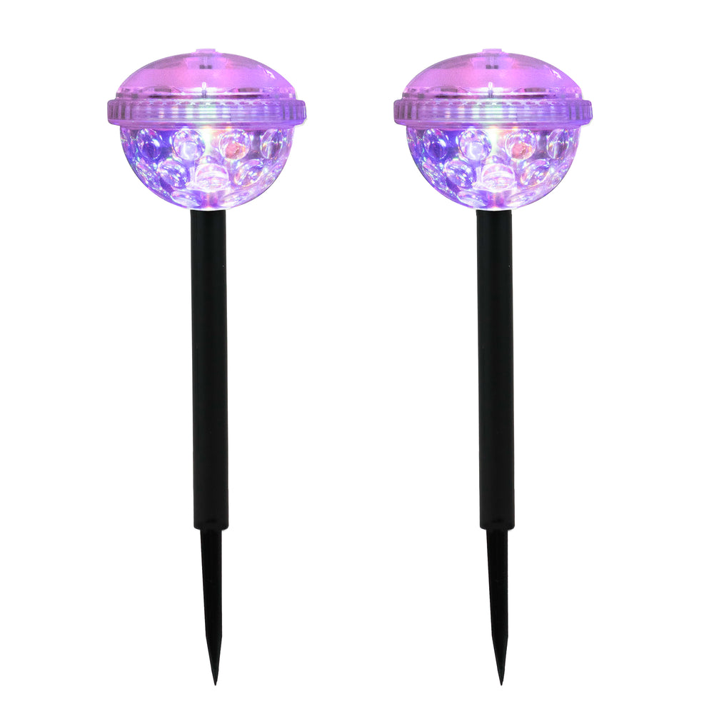 Pack of 2 Solar Disco Stake LED Lights – Colour Changing Garden Lights