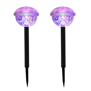 Pack of 2 Solar Disco Stake LED Lights – Colour Changing Garden Lights