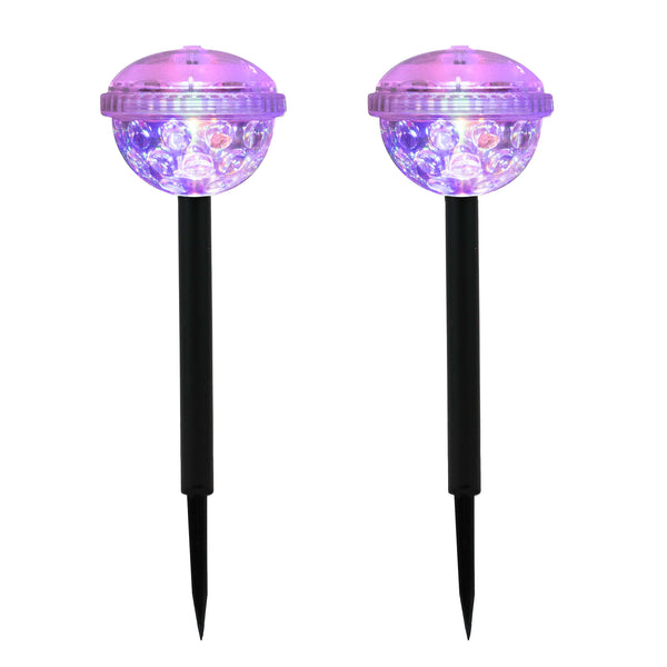 Pack of 2 Solar Disco Stake LED Lights – Colour Changing Garden Lights