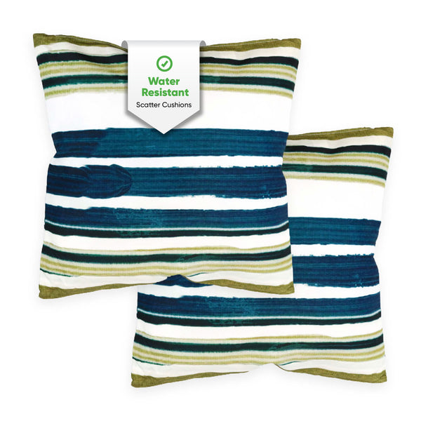 Pair of Outdoor Scatter Cushions – Painted Stripe Design