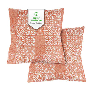 Pair of Outdoor Scatter Cushions – Jacquard Pink Design