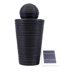 Solar Powered Round Ball & Plinth Water Feature with LED Light & Battery Backup