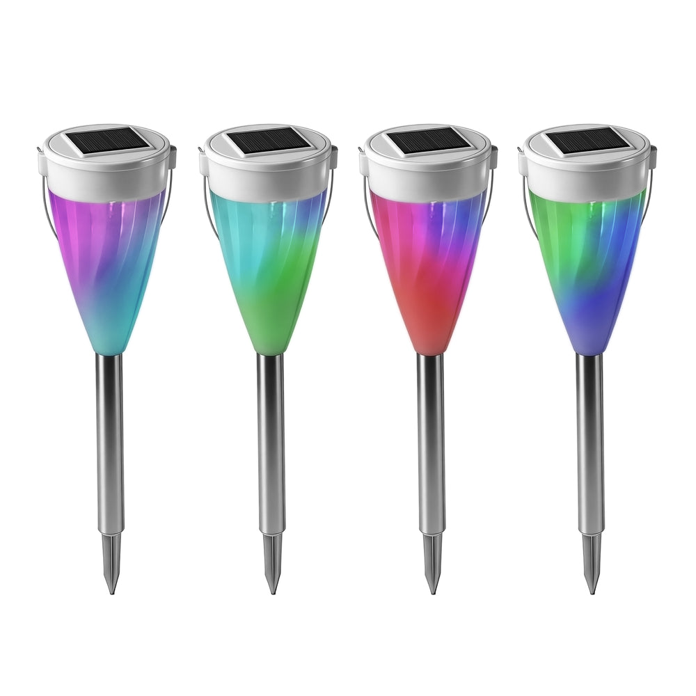 Pack of 4 Colour Changing Solar Stake Lights – Multi-Colour LED Garden Lights