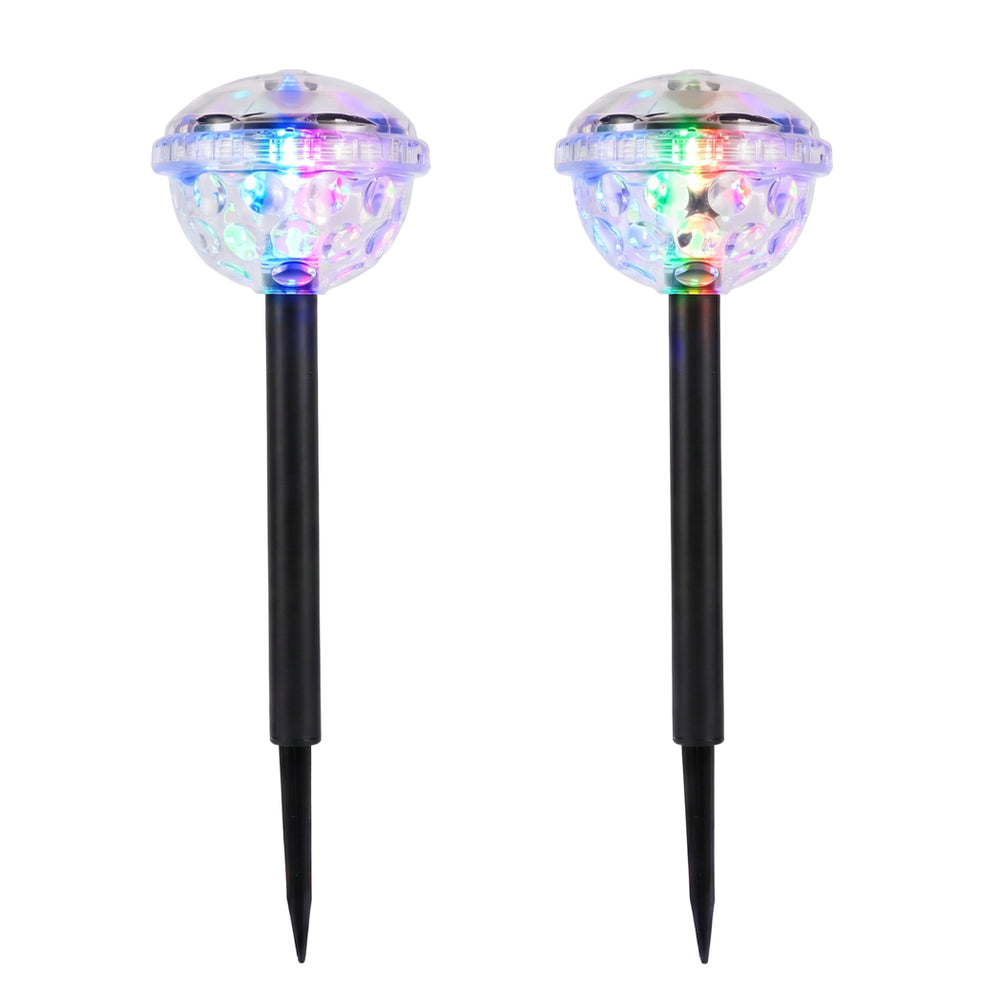 Pack of 2 Solar Disco Stake LED Lights – Colour Changing Garden Lights