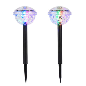 Pack of 2 Solar Disco Stake LED Lights – Colour Changing Garden Lights