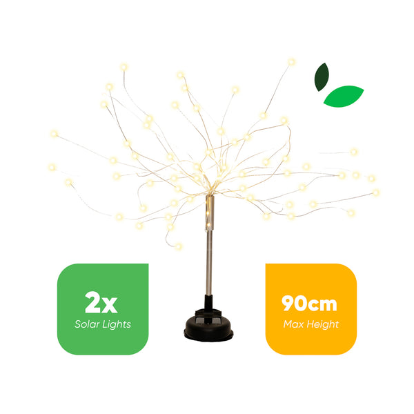 Pack of 2 Solar Starburst Stake LED Lights – Warm White Garden Lights