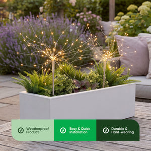 Pack of 2 Solar Starburst Stake LED Lights – Warm White Garden Lights