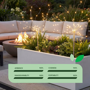 Pack of 2 Solar Starburst Stake LED Lights – Warm White Garden Lights