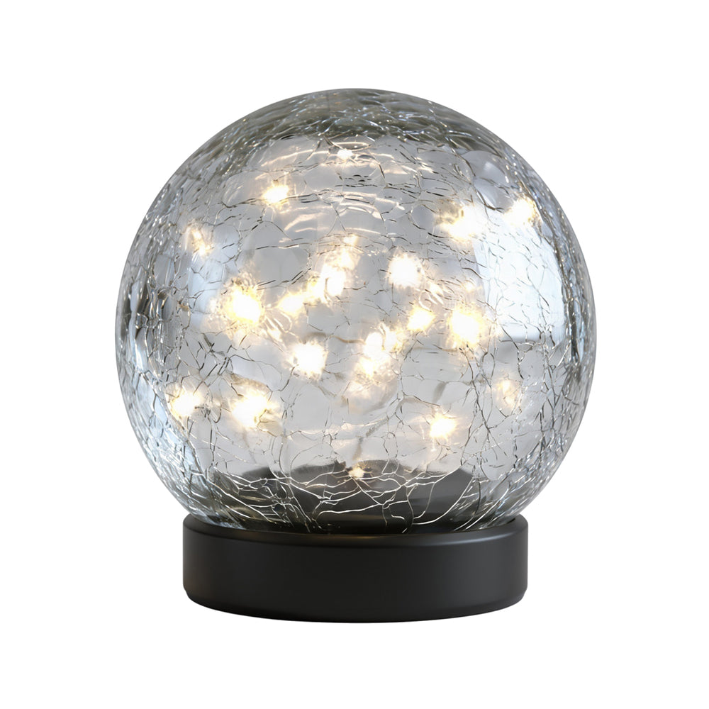 Pack of 2 Solar Crackle Ball LED Lights – Warm White Glass Globe Garden Lights