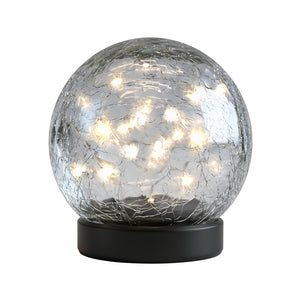 Pack of 2 Solar Crackle Ball LED Lights – Warm White Glass Globe Garden Lights
