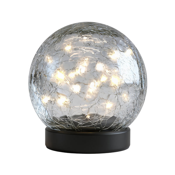 Pack of 2 Solar Crackle Ball LED Lights – Warm White Glass Globe Garden Lights