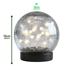 Pack of 2 Solar Crackle Ball LED Lights – Warm White Glass Globe Garden Lights