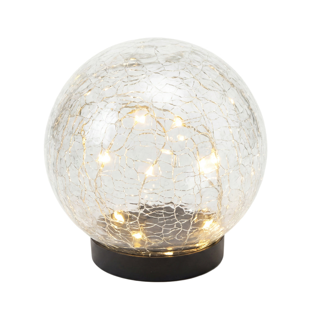 Giant 15cm Solar Crackle Glass Sphere Light – Warm White LED Garden Globe