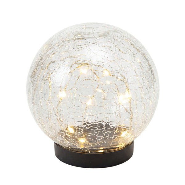 Giant 15cm Solar Crackle Glass Sphere Light – Warm White LED Garden Globe