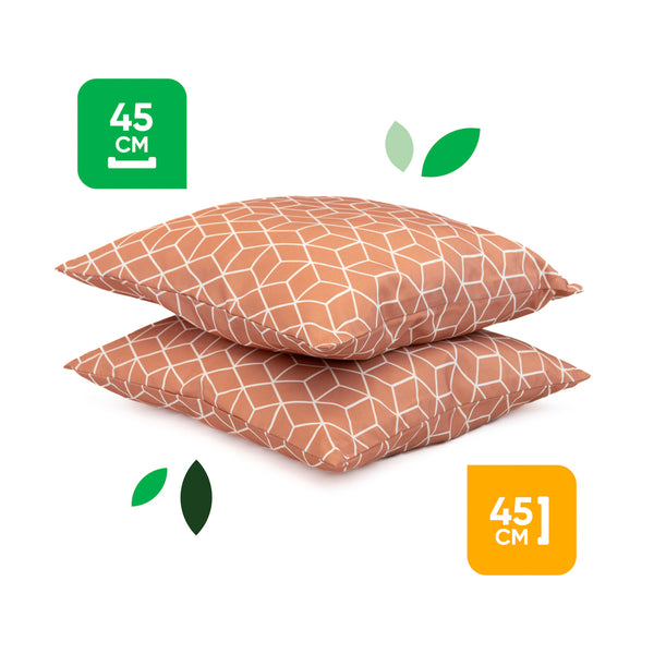 Pair of Outdoor Scatter Cushions – Orange Cube Design