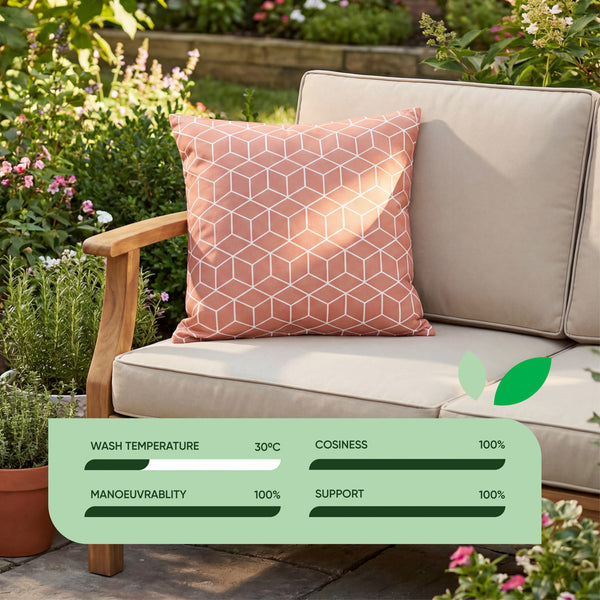 Pair of Outdoor Scatter Cushions – Orange Cube Design