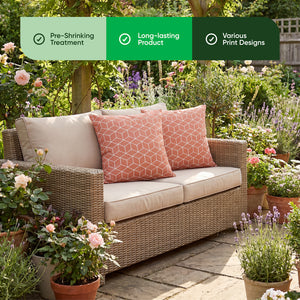 Pair of Outdoor Scatter Cushions – Orange Cube Design