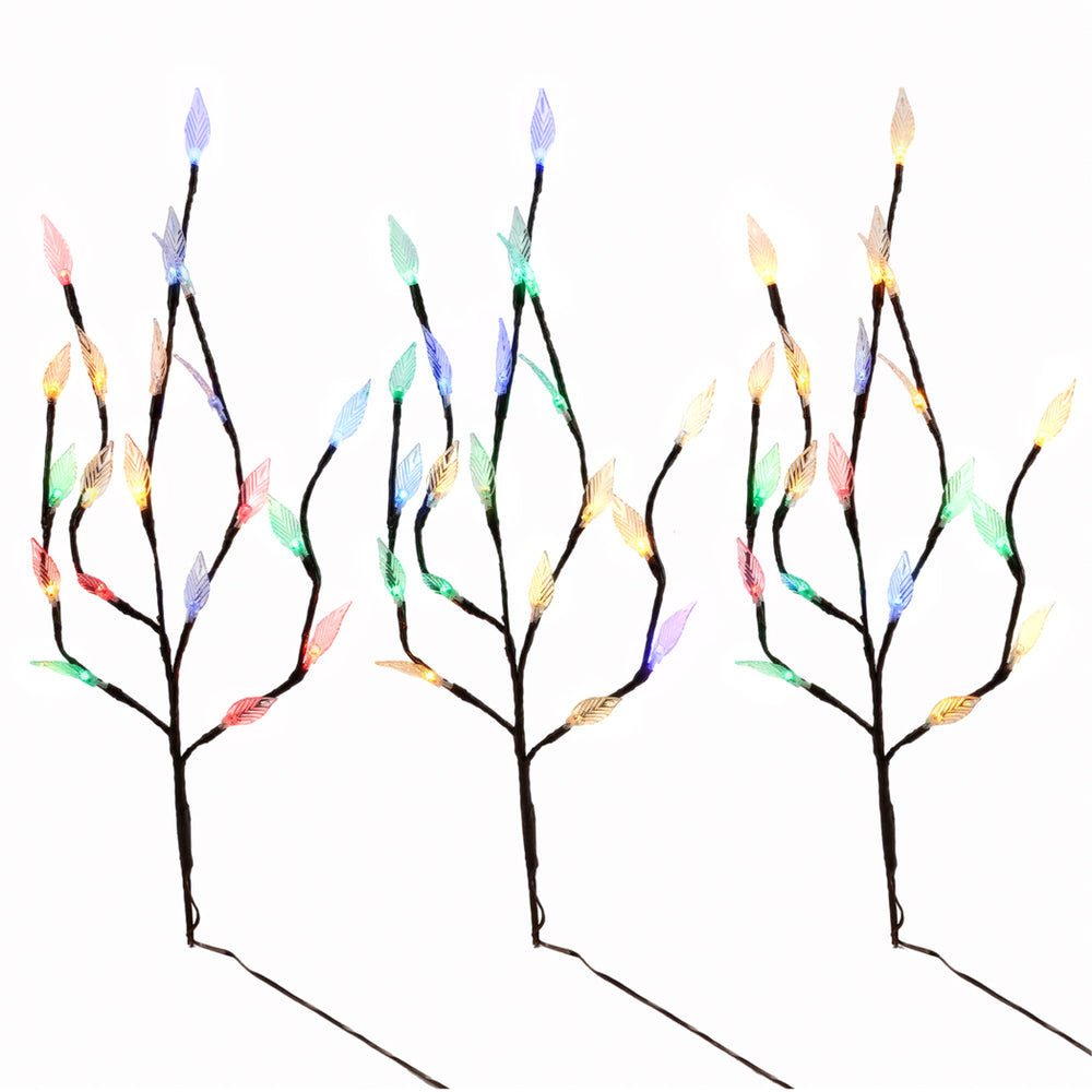 Pack of 3 Multi-Coloured LED Solar Tree Lights – Outdoor Garden Stake Lights