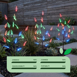 Pack of 3 Multi-Coloured LED Solar Tree Lights – Outdoor Garden Stake Lights
