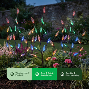Pack of 3 Multi-Coloured LED Solar Tree Lights – Outdoor Garden Stake Lights