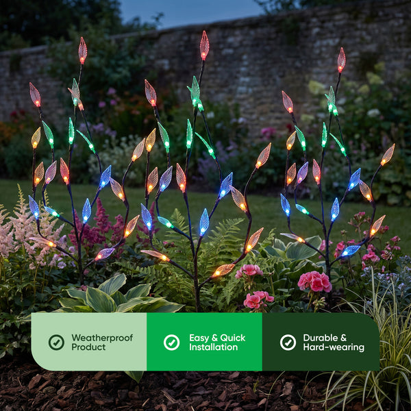 Pack of 3 Multi-Coloured LED Solar Tree Lights – Outdoor Garden Stake Lights