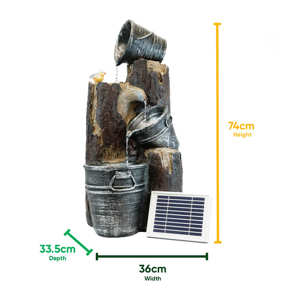 Solar Cascading Woodland Water Feature with Battery Backup