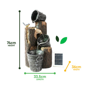Solar Cascading Woodland Water Feature with Battery Backup & LED Light – Garden Fountain for Patio, Decking & Outdoor Spaces