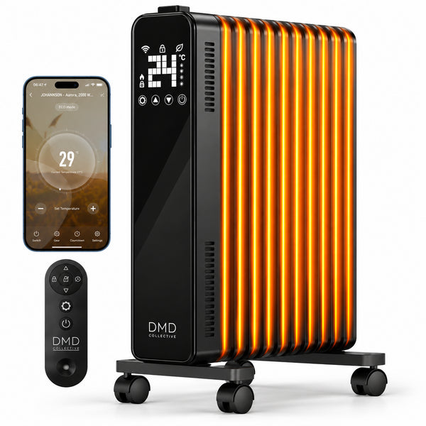 Smart WiFi Electric Radiator Heater with Remote & Timer 2500W