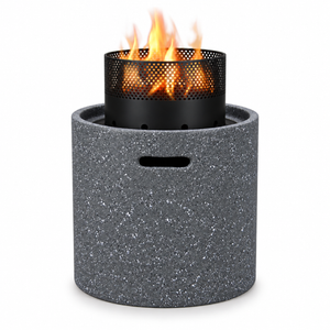 Round Fire Pit, MGO Stone Effect Outdoor Patio Heater - 44cm