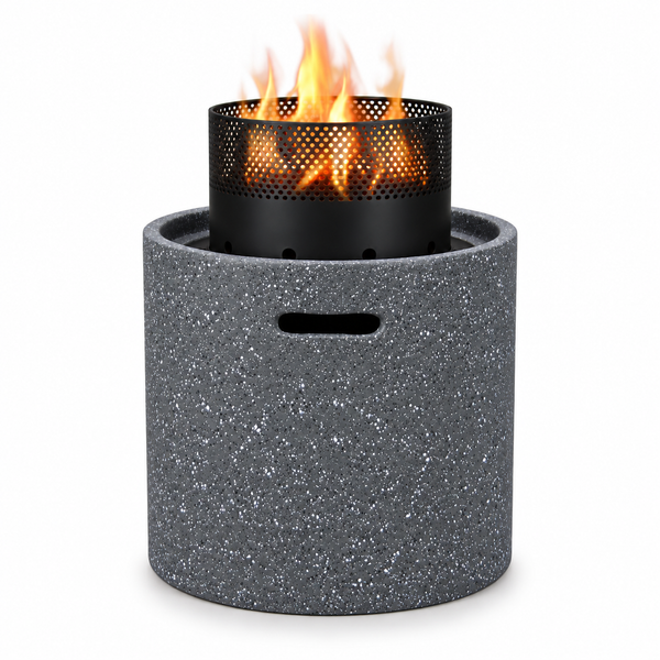 Round Fire Pit, MGO Stone Effect Outdoor Patio Heater - 44cm