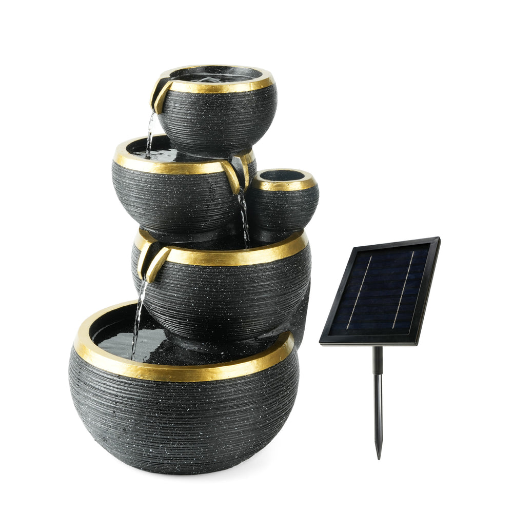 Solar Powered Cascading Water Feature with Battery Backup